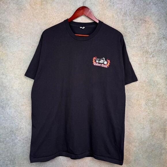 VTG Y2K Biker Flame T Shirt Sz XL Black Motorcycle Choppers Cape Breton - Picture 3 of 7